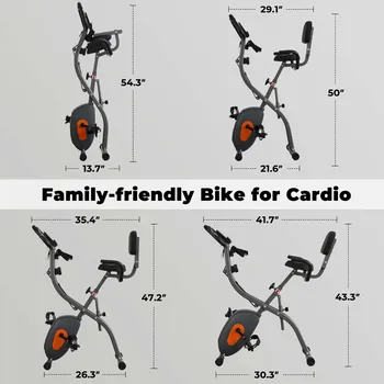 Exercise Bike Folding Exercise Bike with Pulse Sensor LCD Monitor Recumbent Exercise Bike with Arm Resistance Bands Indoor 6