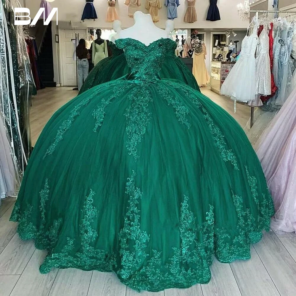 

Women’s Off Shoulder Quinceanera Dresses Ball Gown Long Tulle Bow 2024 Lace Ball Gowns for Sweet 15 16 Vestidos De 15 Quinceañer