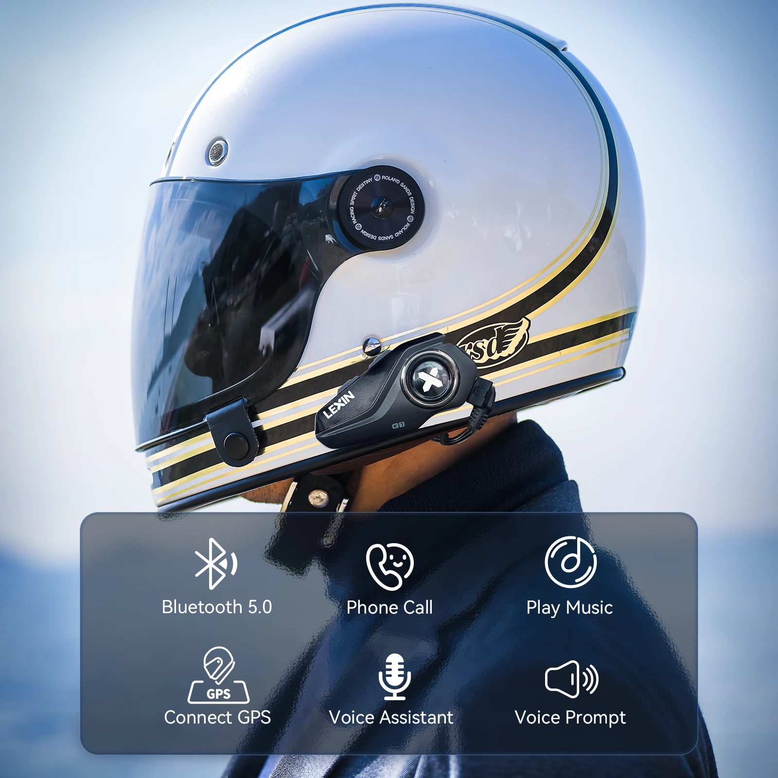 2024 Nieuwe Lexin G1 Motorfiets Bluetooth Headsets Voor Helm, Bluetooth 5.0,High Definition Speakers, Geluidskwaliteit Upgrade