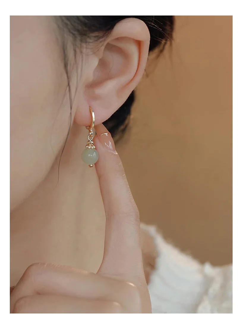 Drop Earrings Imitation Hetian Jade Pearl Drop Earrings Ancient Chinese Style Hanfu Cosplay Accessories Ethnic Fashion Jewelry For Women Girls
