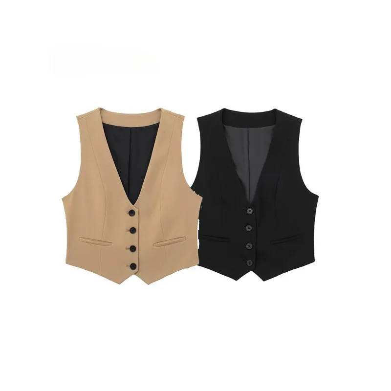 Willshela Women Fashion Solid Single Breasted Vest Sleeveless Jackets Vintage V-Neck Waistcoat Female Chic Lady Tank Tops