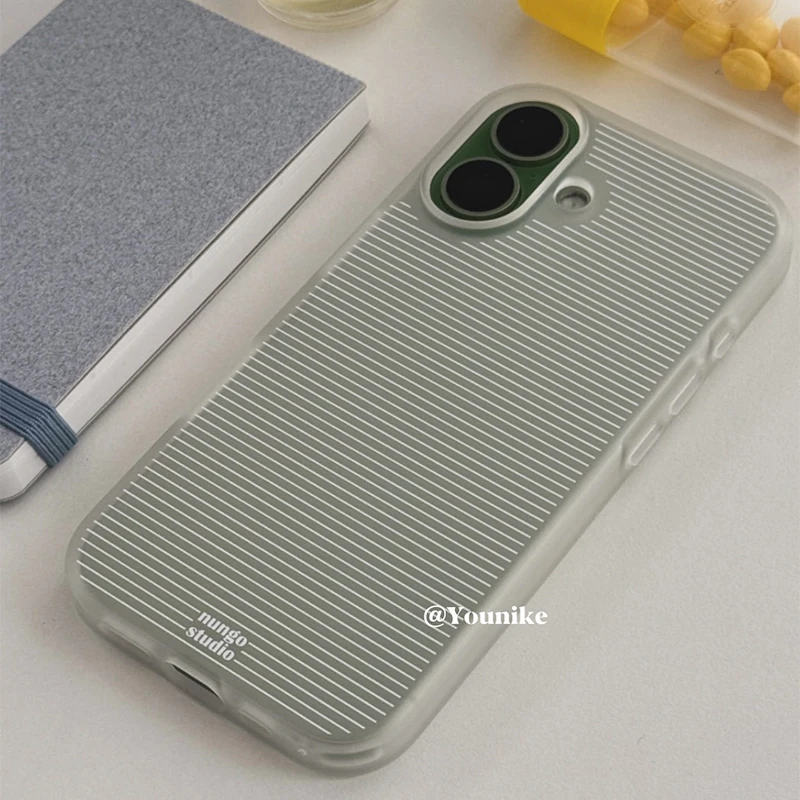 Minimalist White Stripes Frosted Shockproof Silicone Phone Case