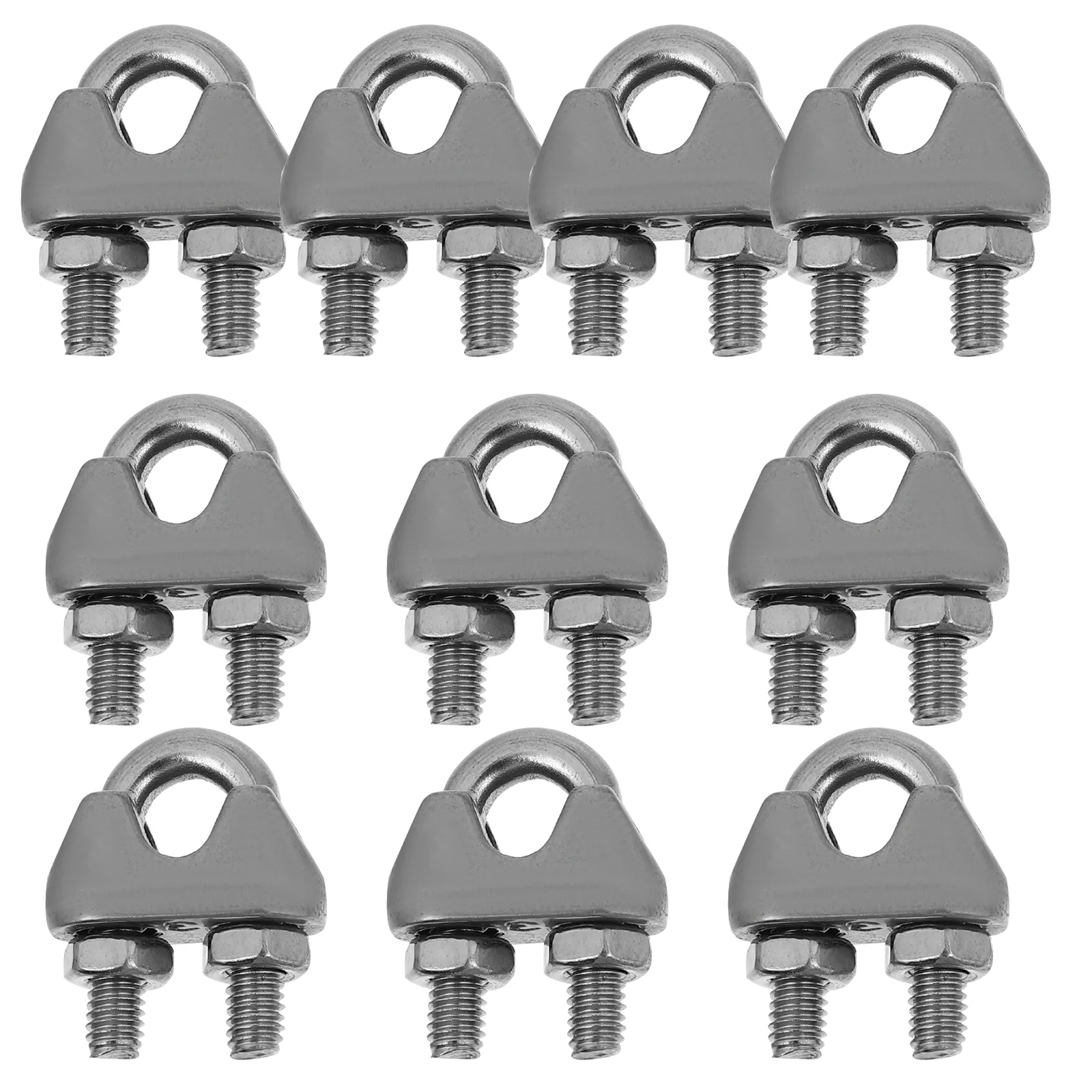 10 Pcs Wire Rope Chuck Clamps Ropes Accessories Bolt Clips Stainless Steel Type 15 pcs stainless steel 6mm to 12mm hose pipe clamps clips fastener