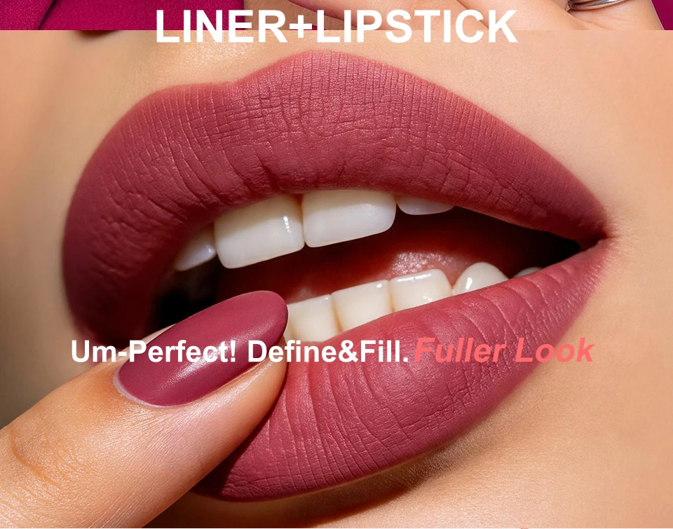 Double Ended Rose Nude Matte Lip Liner Waterproof Long Lasting_voghion.com