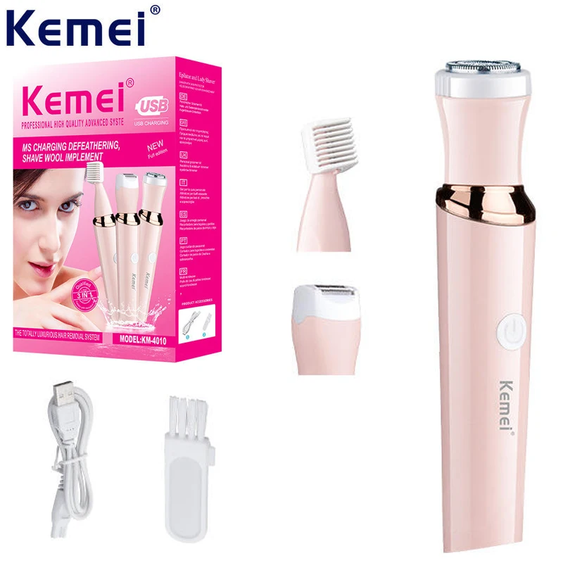 

Kemei KM-4010 Shaving Machine Full body Water Wash Shaving and Rechargeable Trimming 3 in 1 Electric Hair Remover