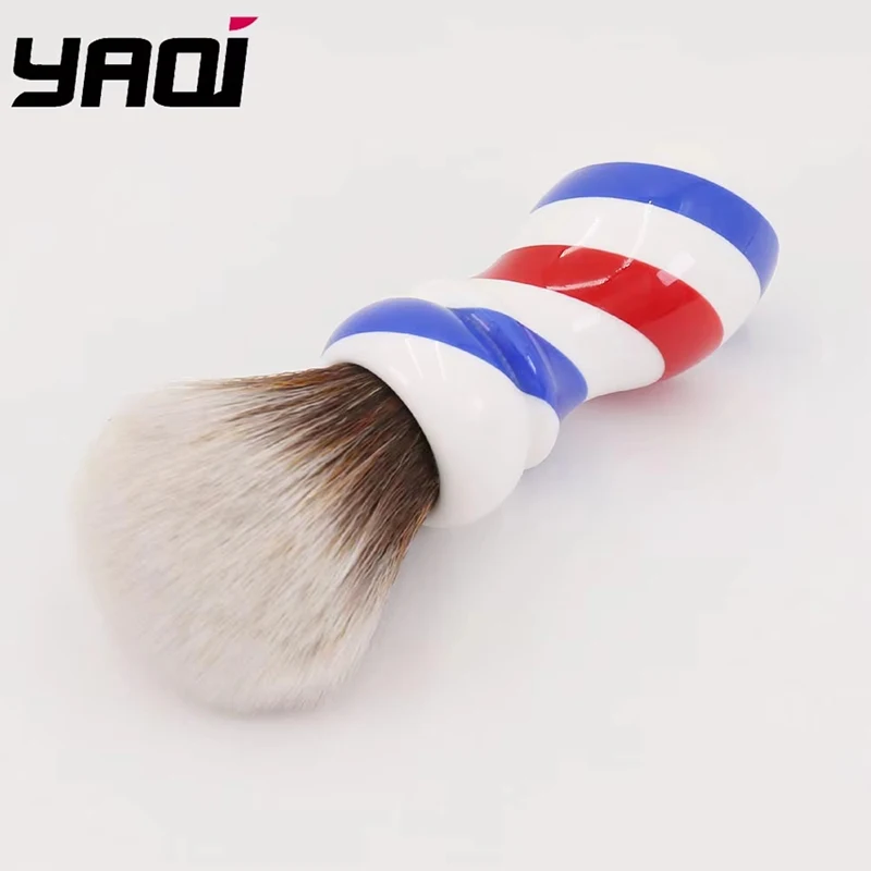Yaqi High Quality 24MM New Barber Pole Style Brown Synthetic Knot Mens Wet Shaving Brush Retro Fashion Facial Shaving Care Tool
