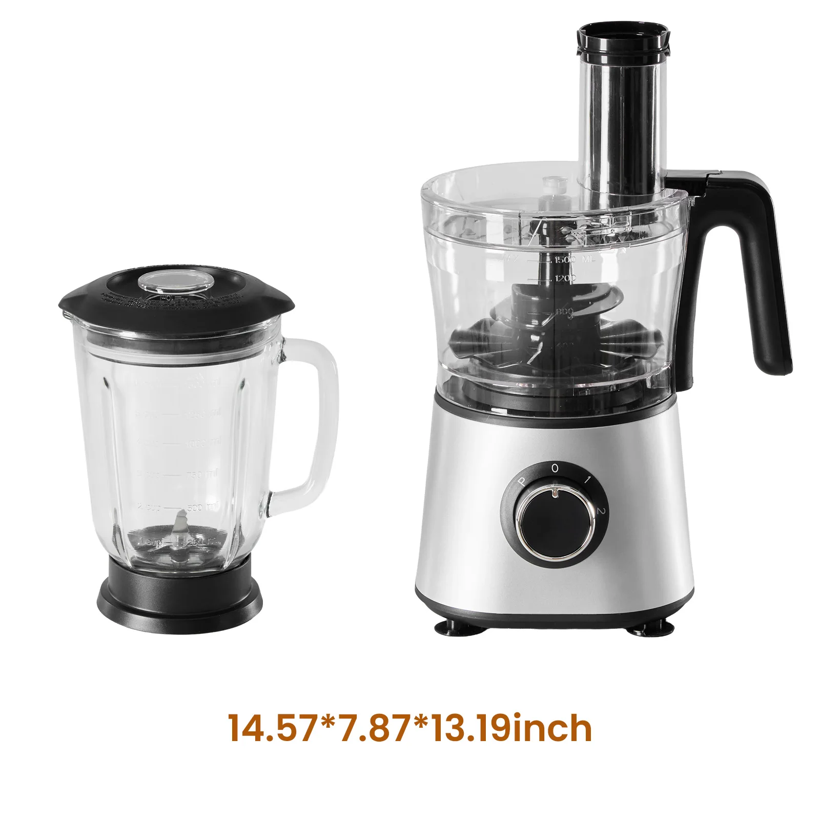 Food Processor Blender Combo for Vegetable, Dough, Safety Lock with 1.5L Glass Jar 6