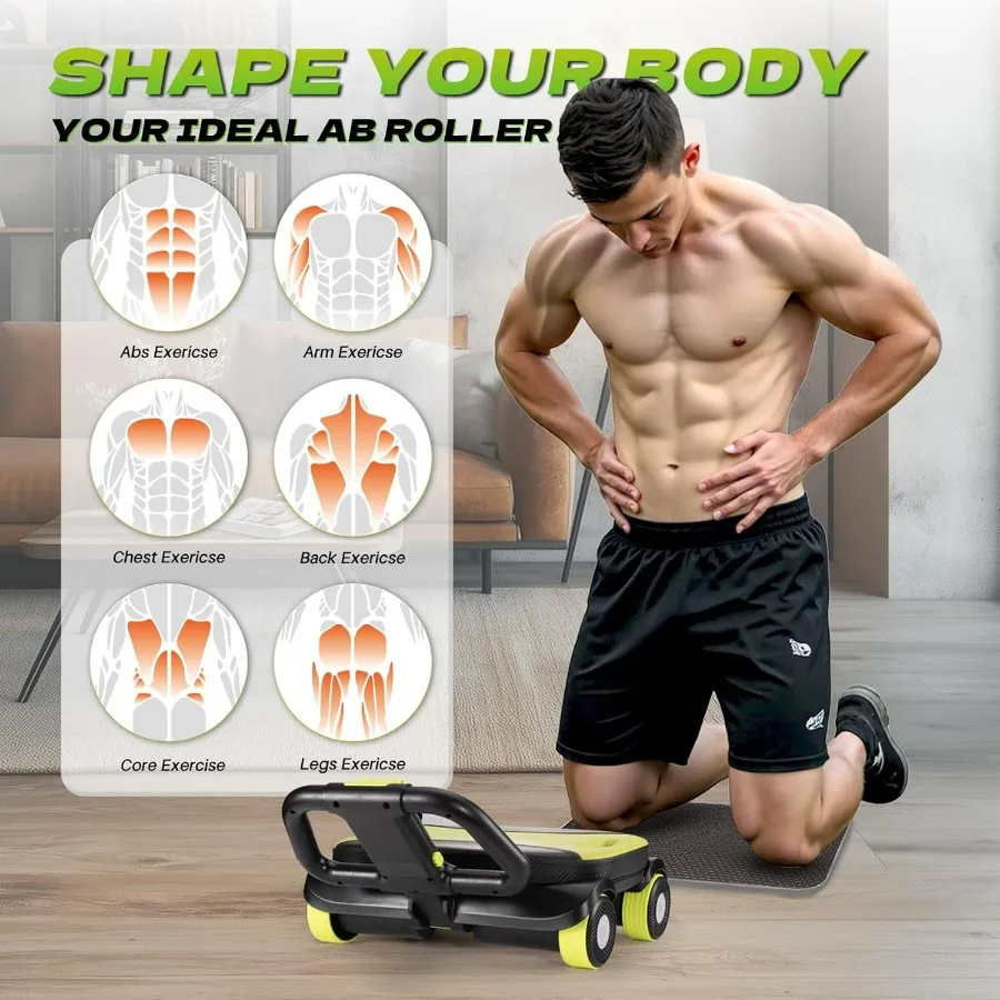 Ab Roller Wheel with Elbow Support for Core Workout at Home Gym Automatic Rebound Abdominal Wheel for Women and Men to Target B