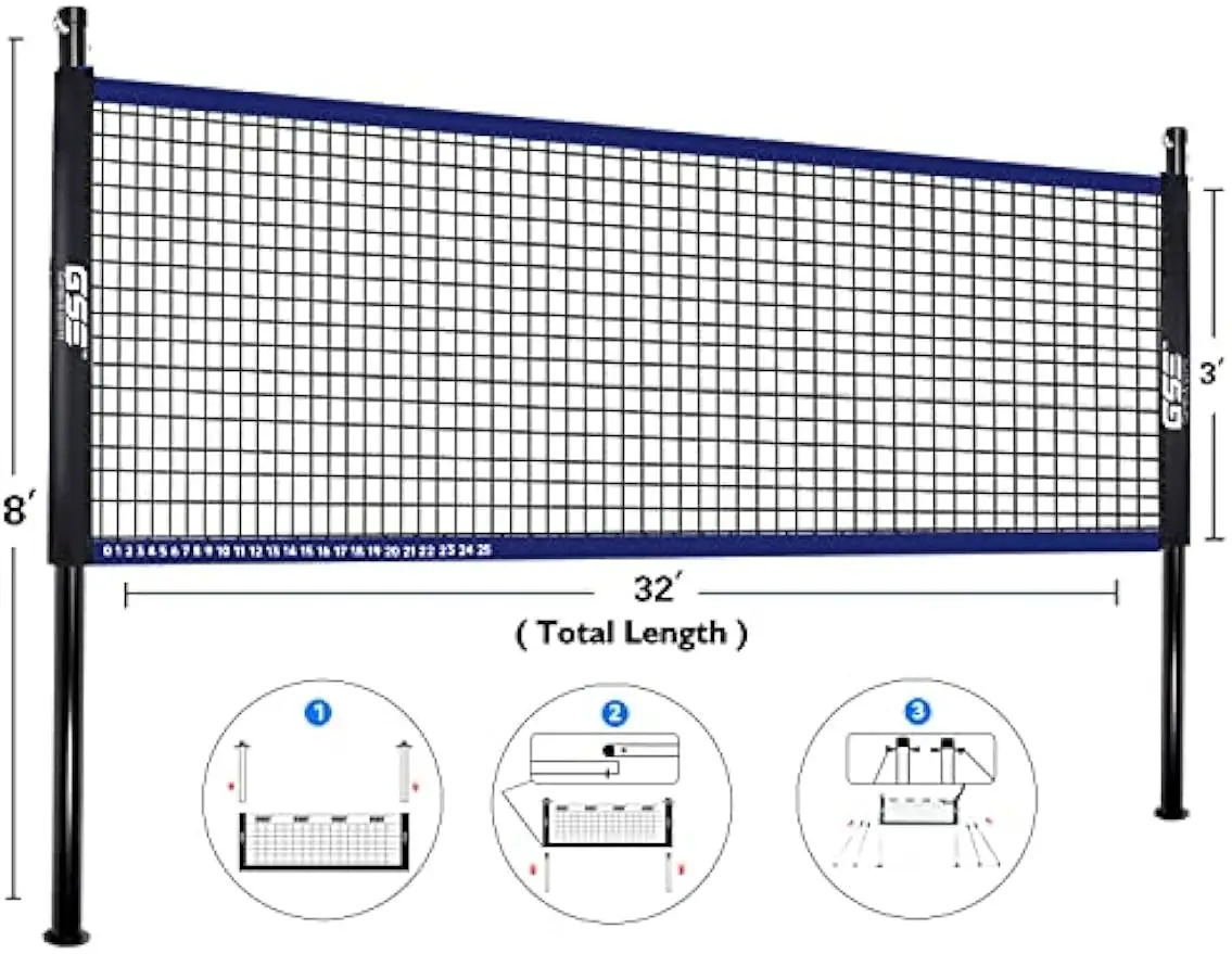 Net and poles setup