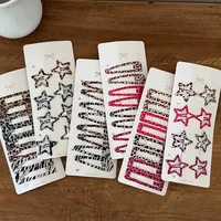 8pcs/set Leopard Print Hair Clips for Women Girls Vintage Geometric Star BB Clips Bangs Hairpins Barrettes Hair Accessories Set