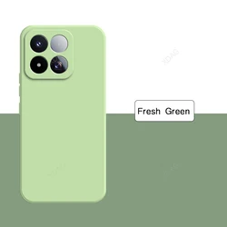 Luxury Liquid Silicone Soft Candy Phone Case - Premium Original Shell Back Cover for Xiaomi 14 (Fresh Green)