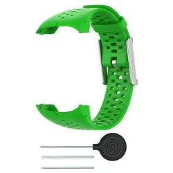 Soft Silicone Breathable Wristband Strap for GPS Running Smartwatch Replacement (Green)
