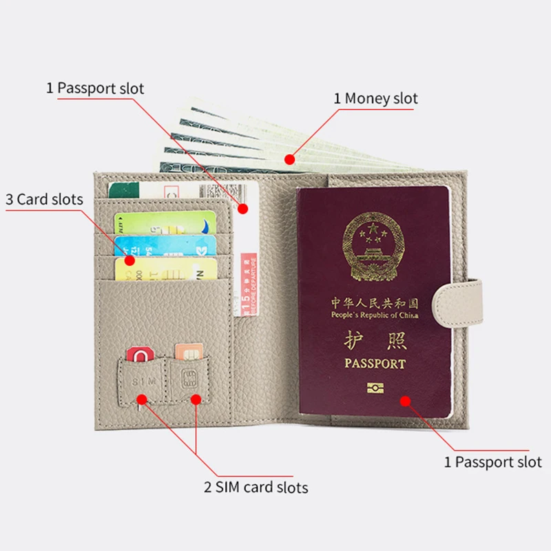 Passport Holder Cover Case Wallet Case Passport Cards Protector Genuine Leather RFID Blocking Travel Accessories Organizer Bag