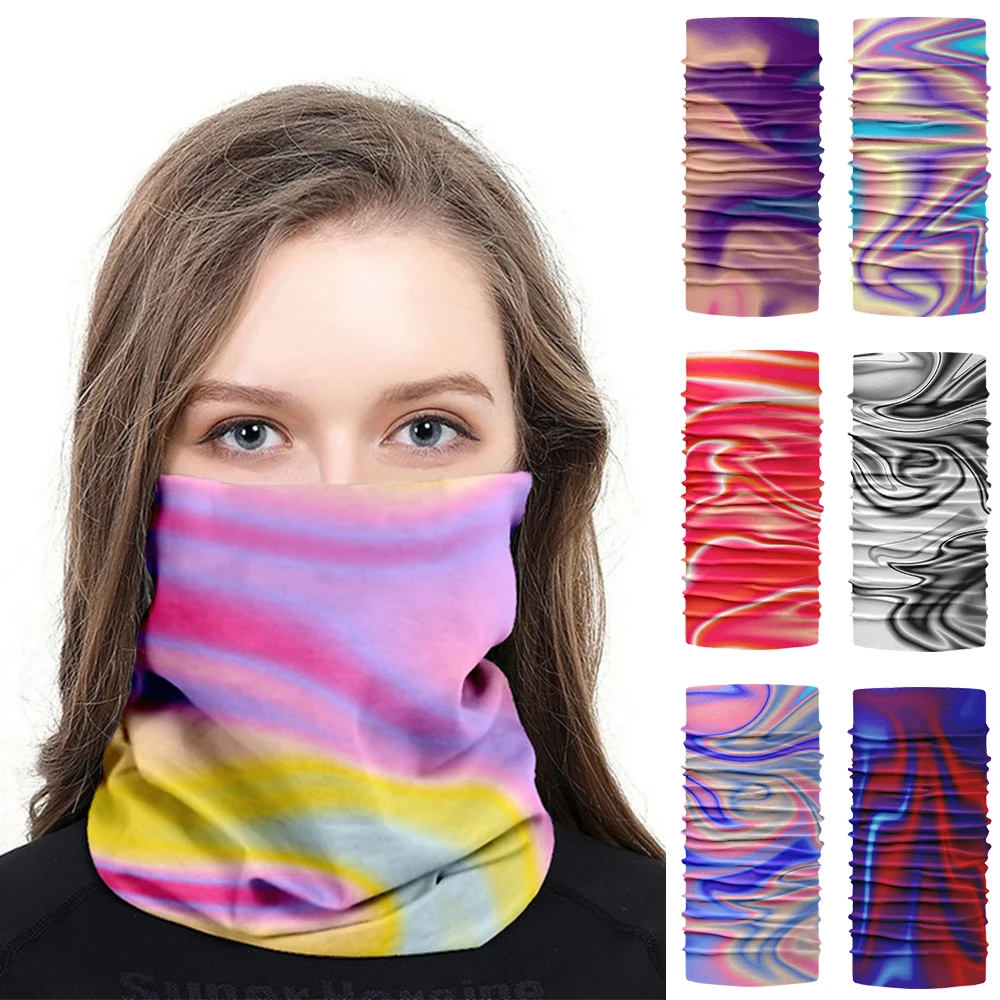 New Tie Dye Gradient Print Cycling Balaclava Outdoor Sports Sunscreen Breathable Mask Adult Tubular Seamless Magic Bandana Women fashion gradient color tie dye headscarf for men women sunscreen uv protection bandana tubular seamless sports cycling balaclava