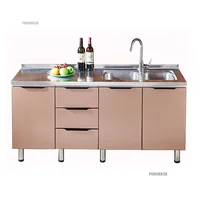 Modern Assembled Kitchen Cabinets for Rental House Economical Stainless Steel Kitchen Island Storage Cabinets Kitchen Furniture 2