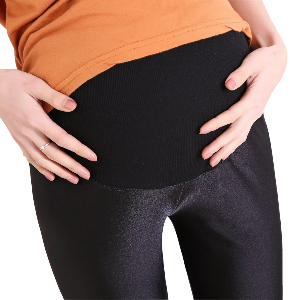 Plus Size 2xl Maternity Spring Autumn Push Up Slim Leggings Fashion Shine Legging Pregnant Fitted Pencil Pant