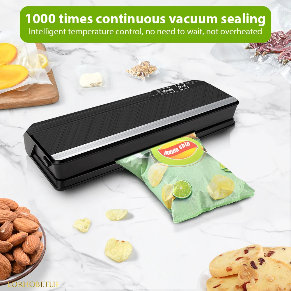 

Food Vacuum Packaging Machine LORHOBETLIF Automatic Bag Sealer Sealing Heater Pack Degasser Food Household Electric