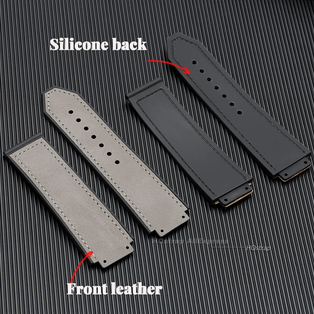Luxury 26mm Matte Leather Rubber Watch Band Strap - Premium Sports Wristband