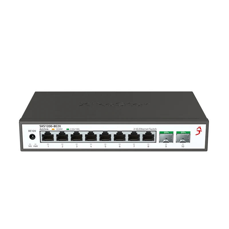 XikeStor 조명 관리 스위치, 1G/2.5G/5G/10G, 기가비트 10G 네트워크 관리, VLAN 통합 지원, 8개의 2.5G 전기 포트