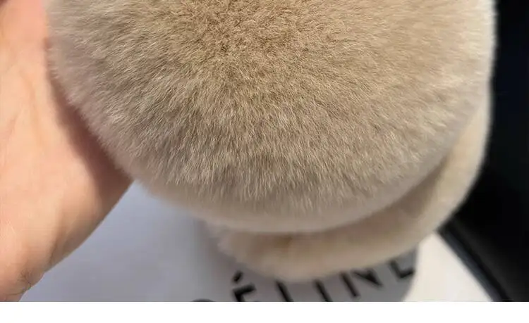Real Rex Rabbit Fur Ear Muffs Winter Warm Ear Covers Simple Genuine Fur Ear Muffs Thickened Plush Ear Warmers Fur Accessories