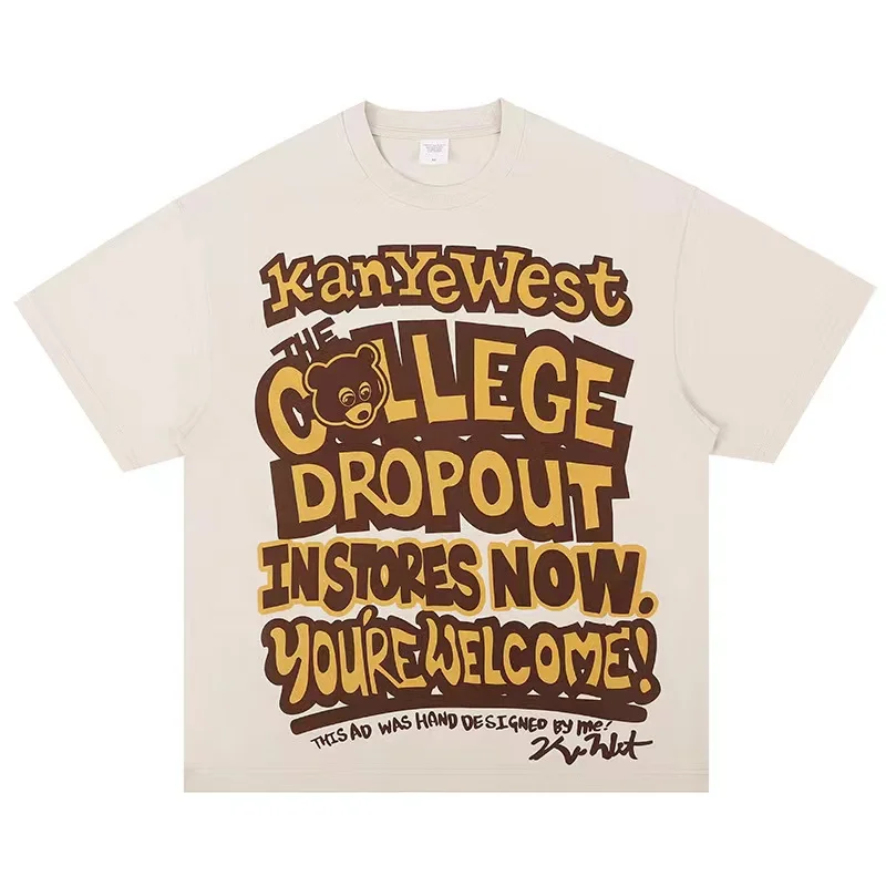thumbnail image 1 of Camiseta de manga corta de estilo hip hop con monograma de oso, 1 of 5