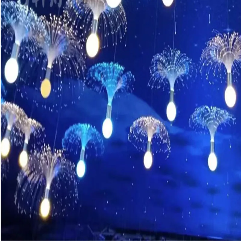 thumbnail image 1 of 10 luces LED de fibra óptica con forma de medusa, de 30 cm, para exteriores, para Navidad, con forma de diente de león, para fiestas y jardín, 1 of 5