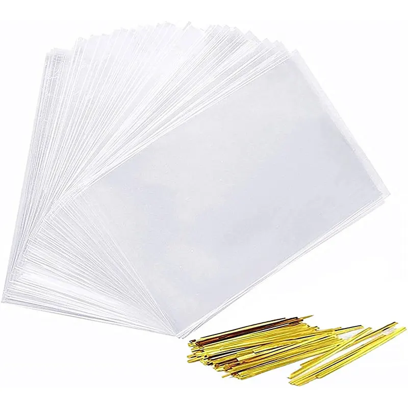 30/50/100Pcs Clear Cellophane Gift Bags,Plastic Packaging with Twist Ties,Transparent Party Favor Bags Ideal for Cookies,Candy