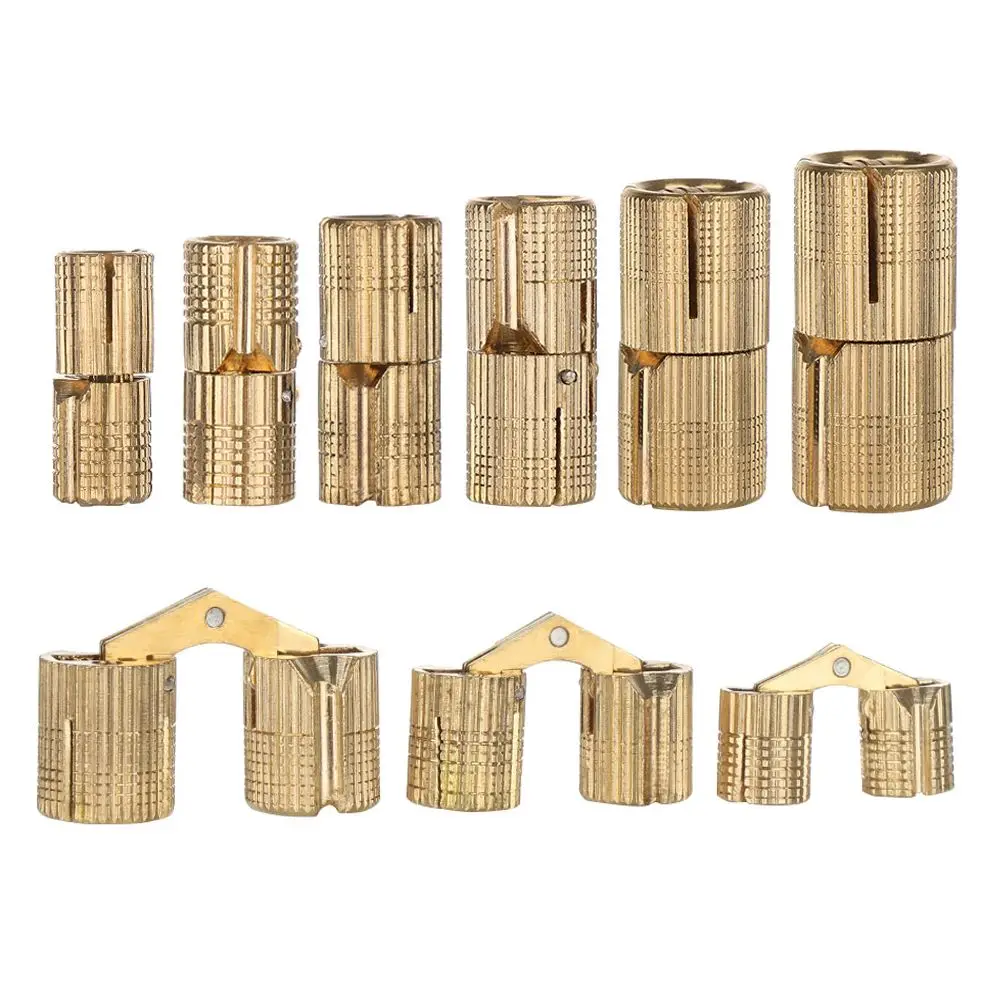 Door Hinges Brass Furniture Hinges 8-18mm Cylindrical Hidden Cabinet Invisible Hinges for Hardware Gift Box 8mm/10mm/12mm/14mm/16mm/18mm