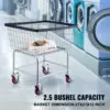 Wire Laundry Cart, 2.5 Bushel Wire Laundry Basket with Wheels, 21''x27''x27.5'' Commercial Wire Laundry Basket Cart, Steel 2