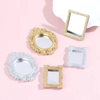 1pc 1/12 Dollhouse Miniature Frame Accessories Furniture Miniature Mirror Wall Room Mirror Mini Classical Doll House Mirrors 2