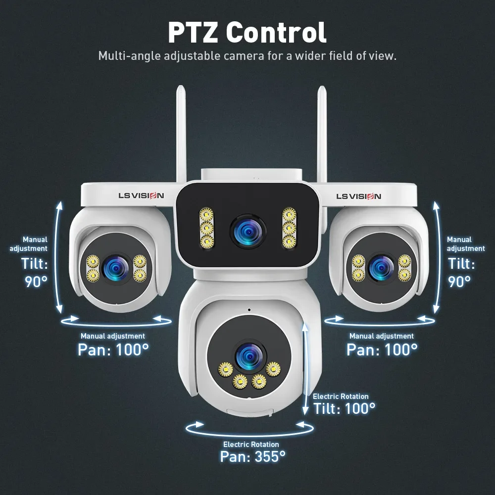 LS VISION 10K 12XZoom Four Screen CCTV WiFi Camera Security WIFI Outdoor PTZ Camera Human Auto Tracking Surveillance IP Cameras 3
