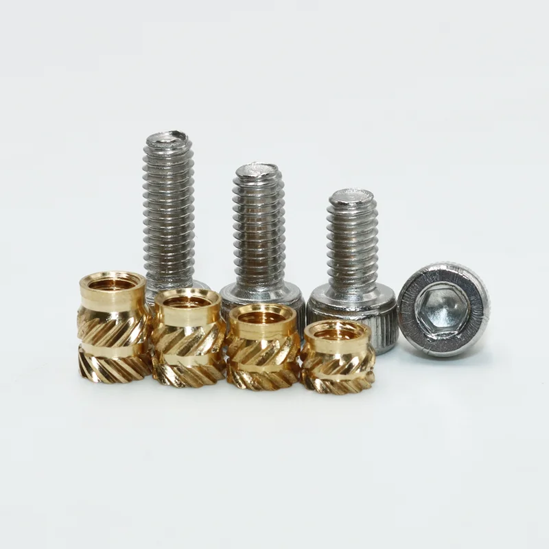 M2 M2.5 M3 M4 Brass Insert Nut and 304 Stainless Steel Hex Socket Head Cap Screw Set Hot Melt Knurl Embedment Copper Nuts Bolt screw bolt nut set