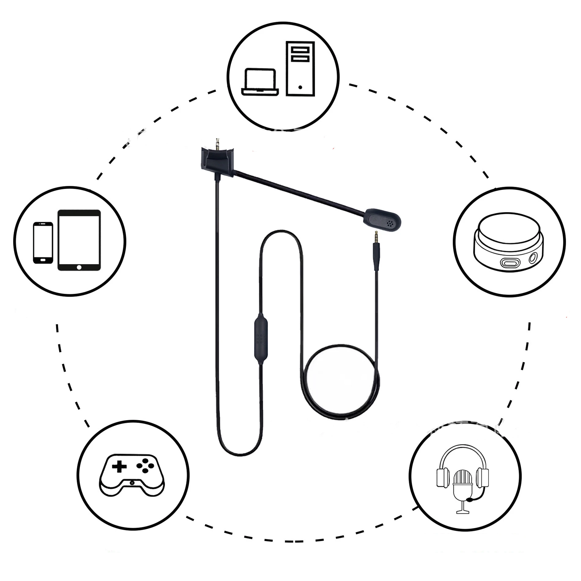 For Bose Quiet Comfort 35 II QC35 II QC45 Game Microphone Audio Line Noise-cancelling Headset Wired Plug-in with Wire-controlled
