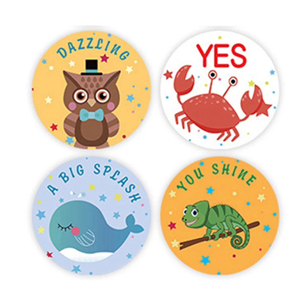 Motivational Stickers for Kids, Round Reward Stickers, Cartoon