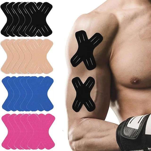 10/20 PCS Kinesiology Tape Precut, X-Shaped Muscle Tape for Pain Relief & Joint Support, Elastic Sports Tape