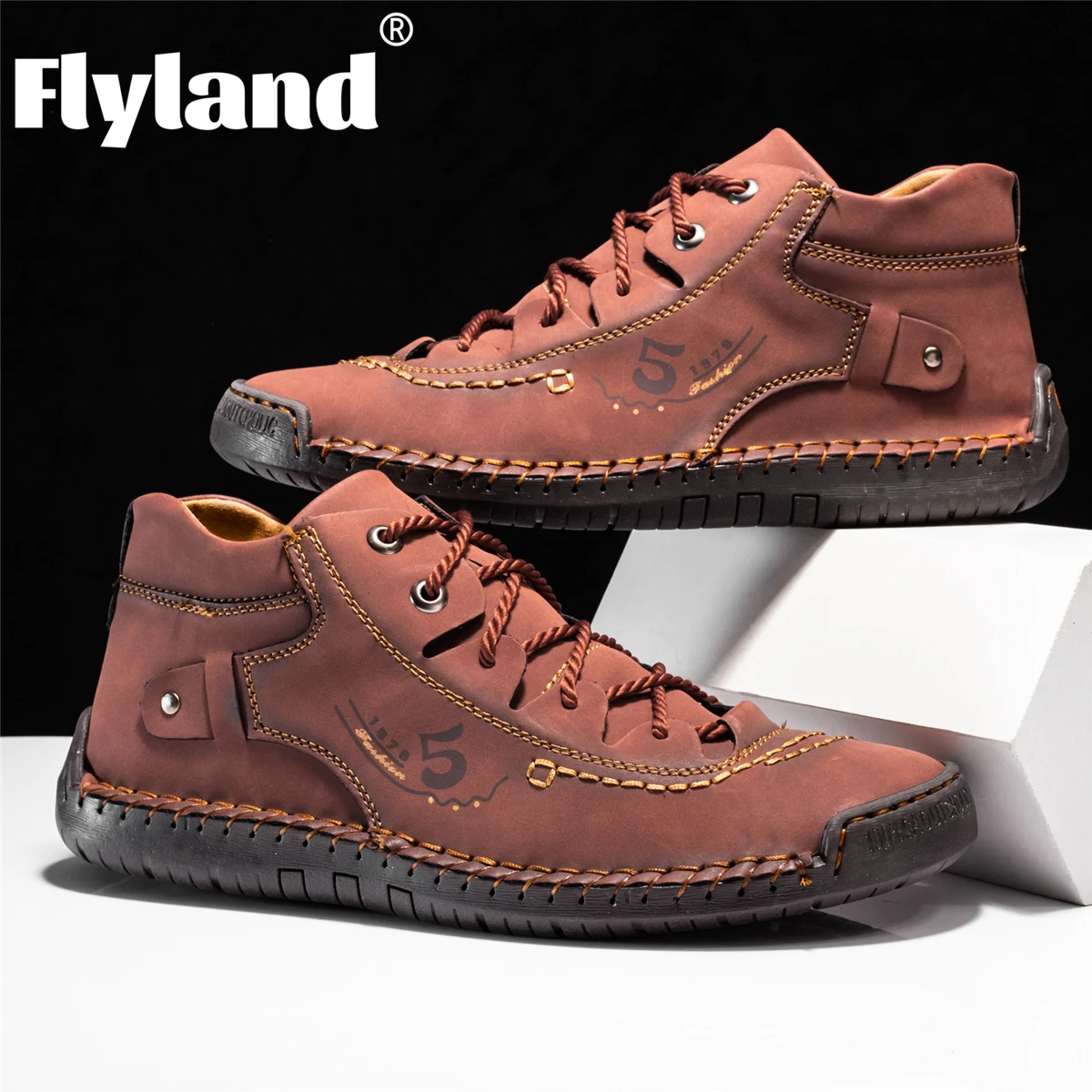 

FLYLAND Handmade Leather Casual Shoes Men Winter Boots Loafers Comfortable Men Sneakers Walking Shoes Hot Sale Mens Boots