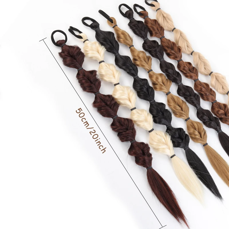 LUPU 20 Inch Ponytail Wig Female Bubble Braid Natural Dye Twist Braid Tie-Up Dreadlocks1 piece Ponytail Lantern Braid
