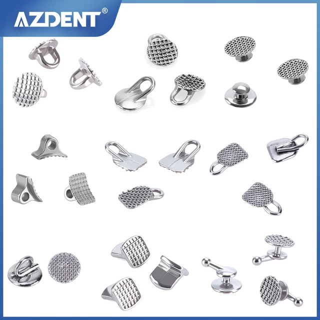 AZDENT Dental Orthodontic Lingual Buttons Monoblock/Mesh Base Bondable Metal Lingual Button Dental Materials
