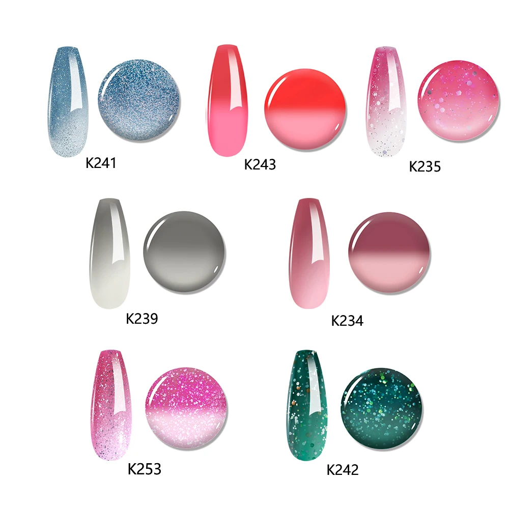 Description Picture 6 of itemMAYCHAO 12ML Color Changing Thermal Gel Nail Polish 1Pc Cherry Pink-Rosette Glitter Change Soak Off Nail Polish Nail Art Varnish