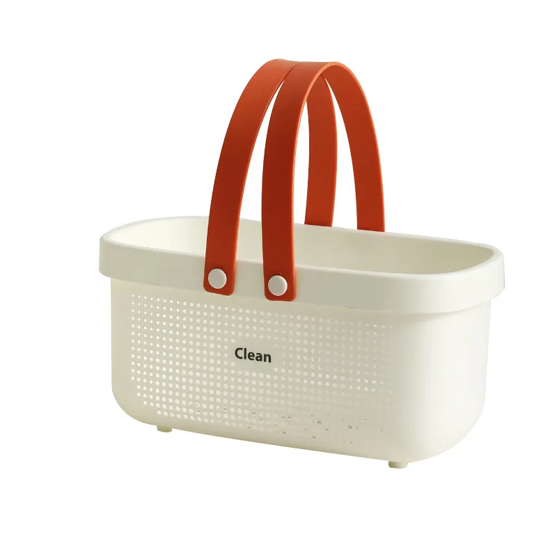 Handheld Shower Basket in the Bathroom Portable Storage Student Wash Bath Basket Hollow Dirty Clothes Basket Plastic Bath Basket