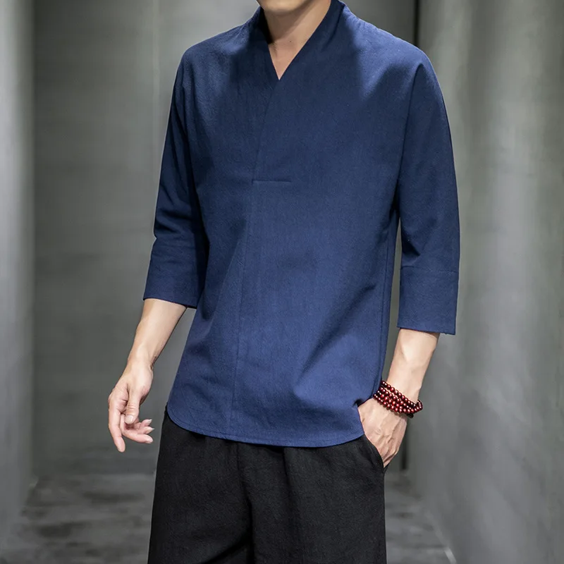 2022 New Mens Shirt ߱  糪  3/4  ָ Ǫ Ǫ Ƽ Ÿ ž ÷  5Xl