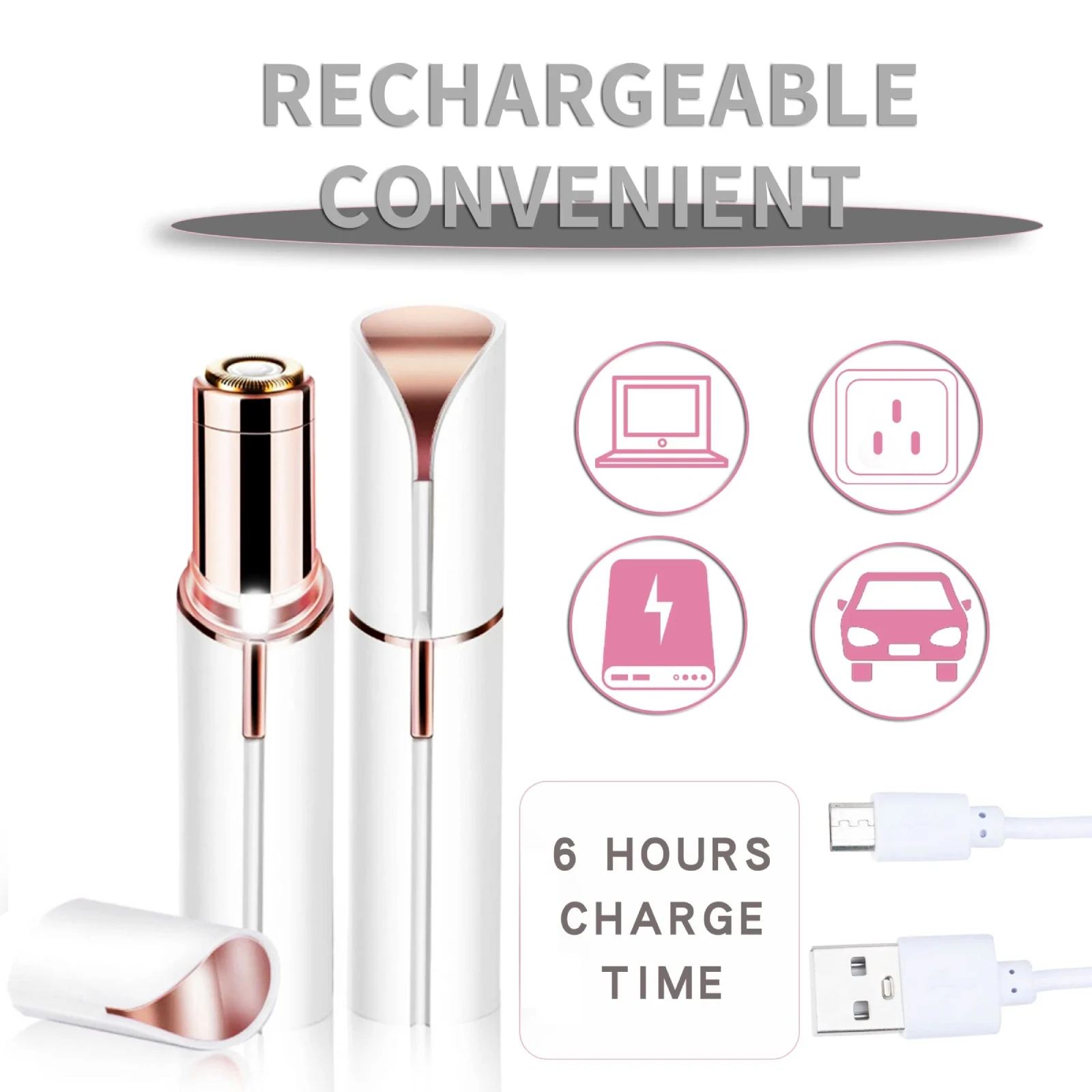 Portable Lipstick-Shaped Electric Epilator Painless Eyebrow Trimmer Facial Hair Removal Home Shaving Body Hair Remover