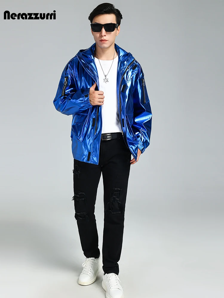 Nerazzurri Spring Autumn Waterproof Soft Shiny Reflective Patent