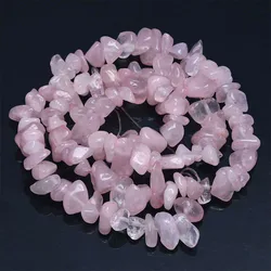 Natural Stone Irregular Crystal Agate Gravel Beads - Length about 39cm (Rose quartz)