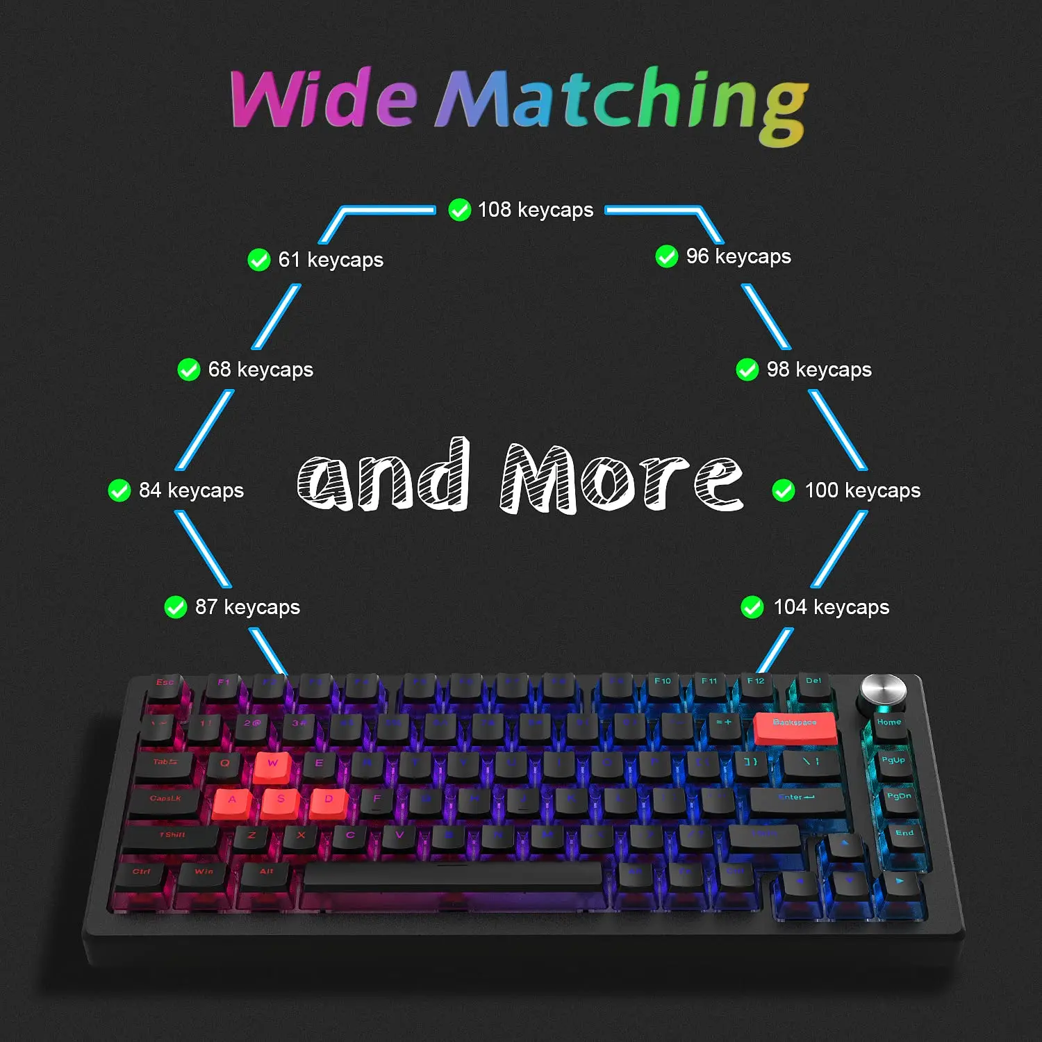 Personalizado Preto Duplo Tiro Pudim Keycaps Perfil Oem Teclado Mecânico de Jogos 165 Chaves 100 75 65 60 - Imagem 2