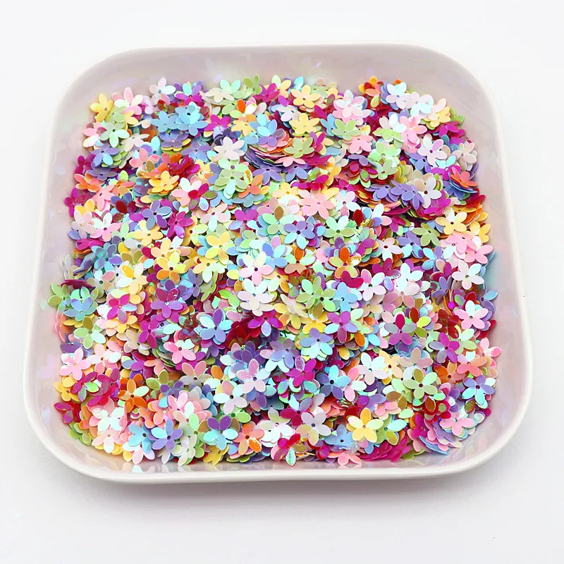 Sequins for Crafts Sequin Embroidery Accessories Sequin Sewing Accessories Sequins Accessories 10mm 10g AB Mixed Color Five-finger Flower-shaped PVC Sequins Sewing Clothing Scrapbook Home Decoration