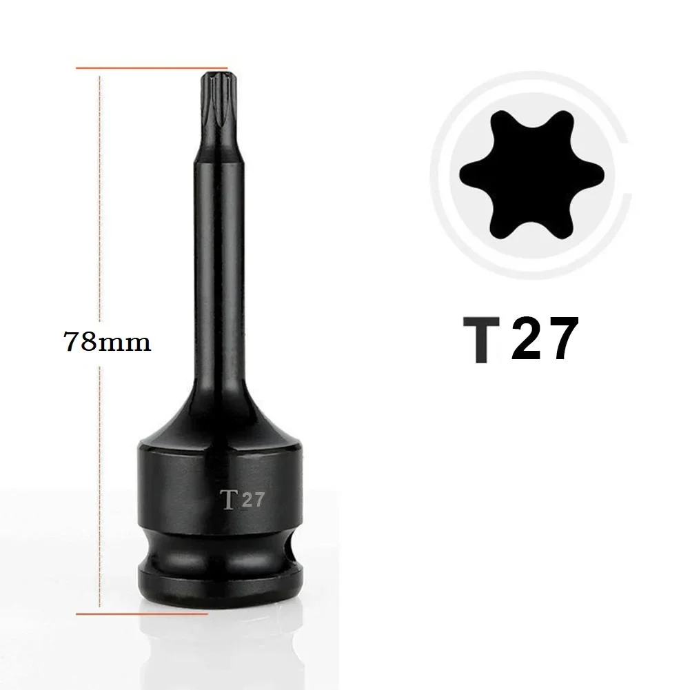 육각 Torx 스크루 드라이버 비트, 임팩트 드라이브 소켓 어댑터 헤드 T20-T100, 전동 공구 액세서리용, 1/2 인치, 1PC