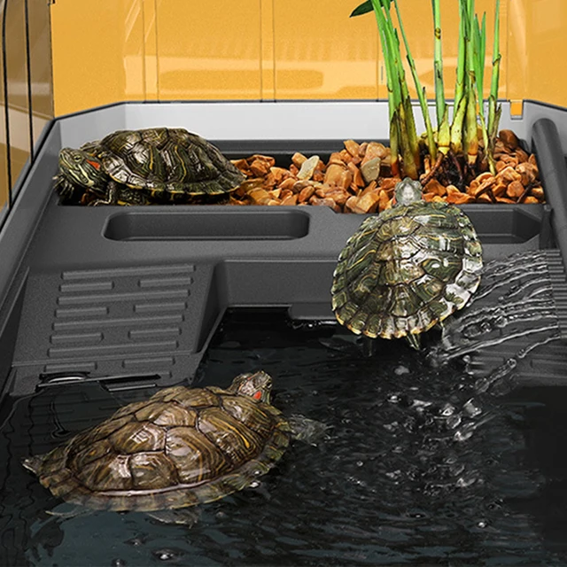 Acquario Per Tartarughe 40x18.5x22cm - Con Piattaforma Per Sole E Drenaggio - Habitat Per Rettili - Foto 9