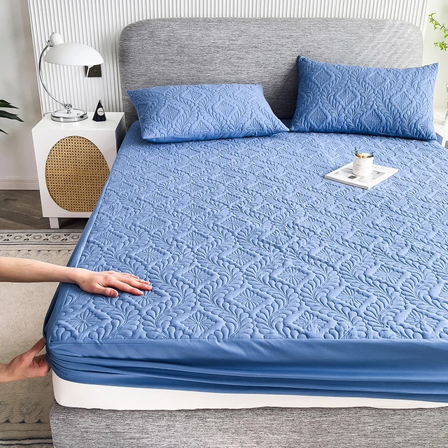 Acheter Protège-matelas matelassé, couvre-lit rembourré en coton  entièrement enveloppé, housse de matelas, protection de lit résistante à  l'humidité, taie d'oreiller