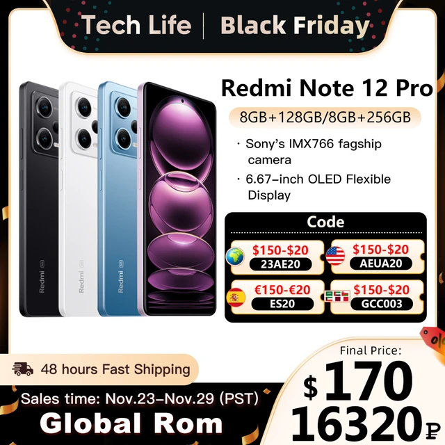 Xiaomi Redmi Note 12 8GB+256GB White Rom Original (English + Chinese  languages), possible google apps